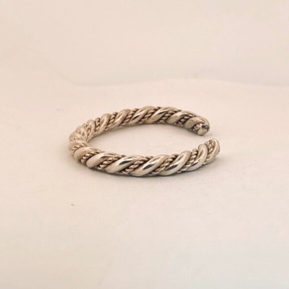 Vintage Sterling Silver 925 Twisted Rope Cuff Bracelet 5.25” Estate Jewelry - Picture 4 of 9
